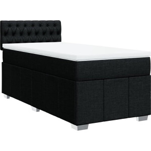 vidaXL - Boxspring - met - matras - stof - zwart - 90x200 - cm