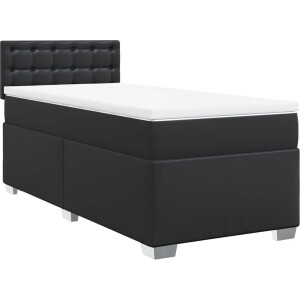 vidaXL - Boxspring - met - matras - kunstleer - zwart - 100x200 - cm