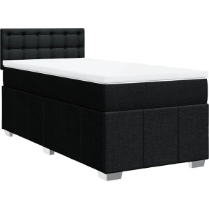 vidaXL - Boxspring - met - matras - stof - zwart - 90x200 - cm