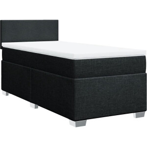 vidaXL - Boxspring - met - matras - stof - zwart - 100x200 - cm