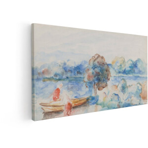 Artaza Canvas Schilderij Boot - 60x30 cm - Wanddecoratie Waterverf Meer - Muurdecoratie Landschap - Decoratie Natuur - Impressionisme