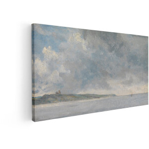 Artaza Canvas Schilderij Zeezicht - 120x60 cm - Wanddecoratie Kasteel Op Heuvel - Muurdecoratie Landschap - Schilderijen Op Canvas Zee