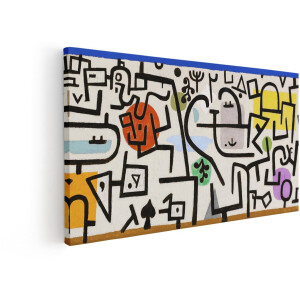 Artaza Canvas Schilderij Abstracte Figuren - 60x30 cm - Wanddecoratie Modern - Muurdecoratie Paul Klee - Geometrische Schilderijen Op Canvas