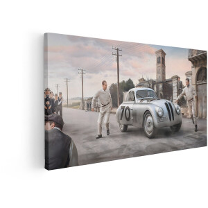 Artaza Canvas Schilderij Vintage Raceauto BMW - 120x60 cm - Wanddecoratie Auto - Muurdecoratie Klassieke Auto - Decoratie Retro Coureurs
