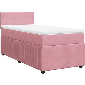 vidaXL - Boxspring - met - matras - fluweel - roze - 90x200 - cm