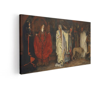 Artaza Canvas Schilderij Vrouw - 80x40 cm - Klassieke Wanddecoratie - Muurdecoratie Middeleeuws - Vintage Schilderijen Op Canvas