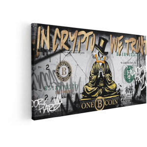 Artaza Canvas Schilderij Dagobert Duck Bitcoin - 120x60 cm - Wanddecoratie Graffiti - Muurdecoratie Geld - Decoratie In Crypto We Trust
