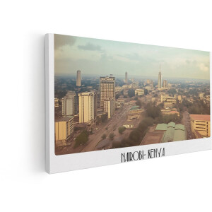 Artaza Canvas Schilderij Skyline Nairobi Kenya - 100x50 cm - Wanddecoratie Afrika Stad - Muurdecoratie Zonsondergang - Decoratie Woonkamer