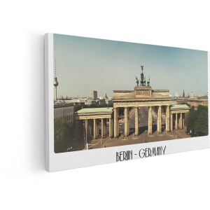 Artaza Canvas Schilderij Berlijn - 80x40 cm - Wanddecoratie Brandenburger Tor - Muurdecoratie Duitsland - Decoratie Skyline Stad