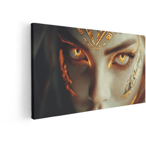 Artaza Canvas Schilderij Gouden Vrouw - 60x30 cm - Wanddecoratie Portret - Muurdecoratie Mystiek - Schilderijen Op Canvas Goud