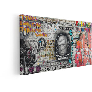 Artaza Canvas Schilderij Picasso - 80x40 cm - Wanddecoratie Dollar - Muurdecoratie Pop Art - Decoratie Modern Kleurrijk