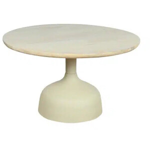 Tower Living salontafel Elba 70x70x40 cm rond mangohout gebroken wit