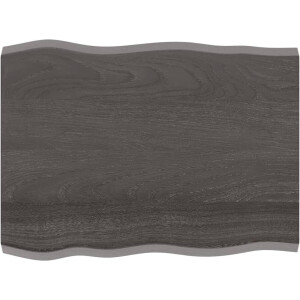 vidaXL - Tafelblad - natuurlijke - rand - 80x60x(2-4) - cm - eikenhout - donkerbruin