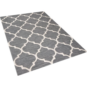 YALOVA - Laagpolig vloerkleed - Grijs - 140 x 200 cm - Wol