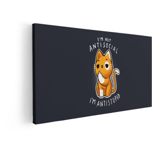Artaza Canvas Schilderij Katten - 60x30 cm - Wanddecoratie Tekst Quote - Muurdecoratie Jongenskamer - Decoratie Cartoon Kat