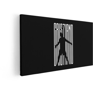 Artaza Canvas Schilderij Cristiano Ronaldo - 120x60 cm - Voetbal Wanddecoratie - Muurdecoratie Zwart Wit - Schilderijen Op Canvas Silhouet