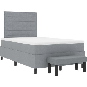 vidaXL - Boxspring - bed - met - kussen - Lichtgrijs - 120 - x - 200 - cm - Stof