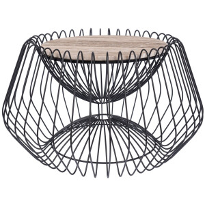 Padiro ronde bijzettafel Ø 60 x 35 cm - bruin - Modern Art-Déco Glamour Look - met marmerenpatroon - ijzeren onderstel