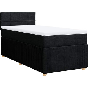 vidaXL - Boxspring - met - matras - stof - zwart - 100x200 - cm
