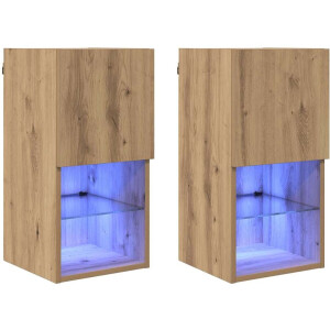 vidaXL - Wandkasten - voor - tv - 2 - st - Artisan - Eiken - Bewerkt - hout