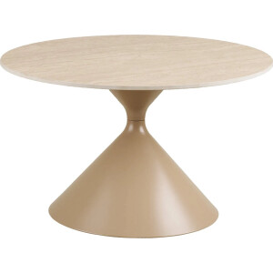 Artichok Anisa Metalen Salontafel Met Keramiek Blad Beige - Zand - Travertin - Ø70