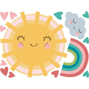 Muurstickers - ZON VERLIEFD OP DE REGENBOOG - transparante zelfklevende achtergrond - 70x95cm