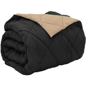 vidaXL - Volledig - Jaar - Dekbed - Zwart - en - Taupe - 220 - x - 240 - cm - Microvezel
