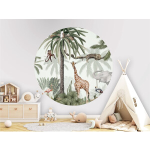 Muurcirkel - Wanddecoratie - kinderkamer - babykamer - Jungle - ø 80 cm - Tropical Jive