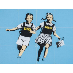 IXXI Jack and Jill (Police Kids), Banksy - 80 x 60 cm - Gratis ophangtool - Grote wanddecoratie en posters - Street art, Pop art, Cartoonesk, Modern