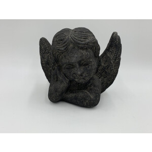 Decoratie beeld engel steen grijs stone antraciet 14,5 x 19 cm | 65526 | Home Sweet Home | Stoer & Sober Woonstijl