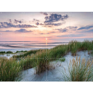 IXXI Relaxing sunset at the dune beach, Jan Becke - 80 x 60 cm - Gratis ophangtool - Grote wanddecoratie en posters - Naturalisme, Fotografie