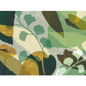 IXXI Leaves Green, Lotte Dirks - 80 x 60 cm - Gratis ophangtool - Grote wanddecoratie en posters - Digitale Kunst, Abstract, Grafisch Ontwerp