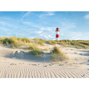 IXXI Lighthouse Sylt - Germany, Jan Becke - 80 x 60 cm - Gratis ophangtool - Grote wanddecoratie en posters - Fotografie, Kleurrijk, Landschappen