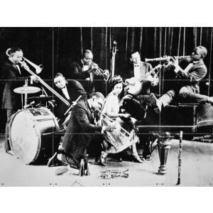 IXXI Vintage photo King Oliver's Jazz Band, Bridgeman Images - 80 x 60 cm - Gratis ophangtool - Grote wanddecoratie en posters - Vintage, Fotografie