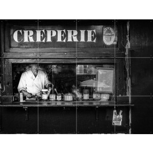 IXXI Creperie Montmartre, Adam Dauria & Various - 80 x 60 cm - Gratis ophangtool - Grote wanddecoratie en posters - Vintage, Fotografie, Woonkamer