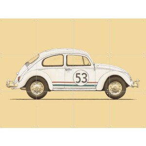 IXXI Beetle, Florent Bodart - 80 x 60 cm - Gratis ophangtool - Grote wanddecoratie en posters - Cartoonesk, Vintage, Illustraties, Speels, Mancave