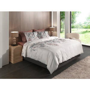 Heckettlane Dekbedovertrek Nina - Dekbed met instopstrook - Wit - 100% Katoen-Satijn - Bloemen - 240x220 + 2 slopen 60/70 cm - Lyon