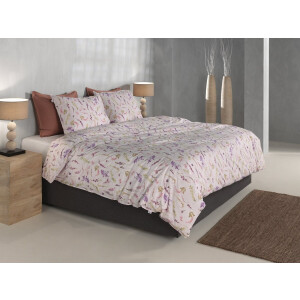 Zohome Dekbedovertrek Paco - Deken - Dekbed - Roze - 100% Katoen - Bladeren - 240x220 + 2 slopen 60/70 cm