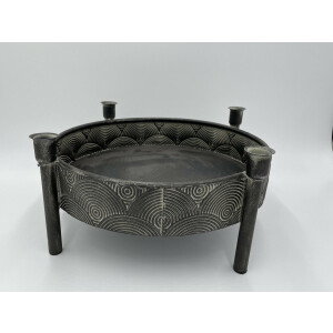 Plateau kaarsenhouder voor 4 kaarsen rond zwart grijs 36 x 15,5 cm maat M | 790556 | Home Sweet Home | Stoer & Sober Woonstijl