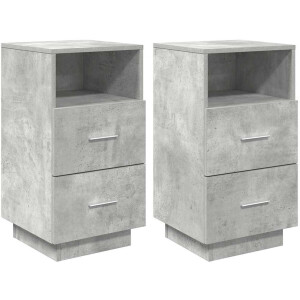 vidaXL - Nachtkastjes - 2 - st - met - 2 - lades - 36x36x68 - cm - betongrijs