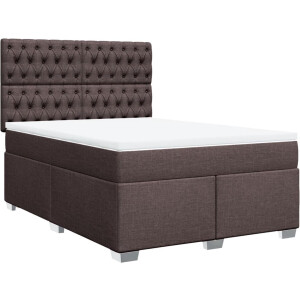 vidaXL - Boxspring - met - matras - stof - donkerbruin - 160x200 - cm