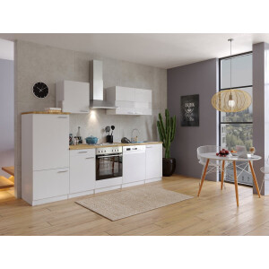 Goedkope keuken 280  cm - complete keuken met apparatuur Malia  - Wit/Wit - soft close - elektrische kookplaat - vaatwasser - afzuigkap - oven    - spoelbak