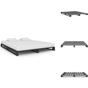 vidaXL Bed - Bedden - Slaapkamermeubel - Bedframe - Bedframe pallet massief grenenhout grijs 160x200 cm