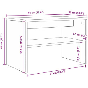 vidaXL - TV - Kast - Zwart - Eiken - 60 - x - 35 - x - 40 - cm - Bewerkt - hout