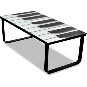 vidaXL - Salontafel - met - piano-print - glazen - tafelblad