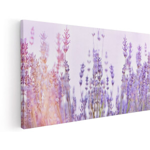 Artaza Canvas Schilderij Paarse Lavendel Bloemen - 180x90 cm - Groot - Wanddecoratie Woonkamer - Schilderijen - Muurdecoratie