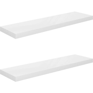 vidaXL Wandschappen - 90x23,5 cm - Hoogglans wit - 2 st Wandplank - Zwevende Plank - Honingraat Mdf - Metaal - Wit