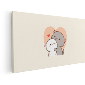 Artaza Canvas Schilderij Katten - 180x90 cm - Groot - Wanddecoratie Babykamer - Muurdecoratie Liefde - Schilderijen Op Canvas Meisjeskamer