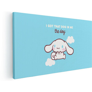 Artaza Canvas Schilderij Hond - 180x90 cm - Groot - Wanddecoratie Kinderkamer Sanrio - Muurdecoratie Cinnamoroll - Schilderij Met Tekst - Blauw