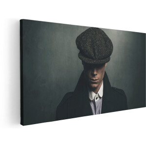 Artaza Canvas Schilderij Engelse Gangster Met Een Pet Uit Jaren 1920 - 180x90 cm - Groot - Wanddecoratie Woonkamer - Schilderijen - Muurdecoratie
